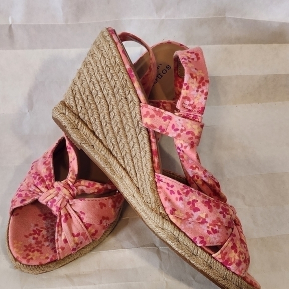 Sonoma Pink Floral Print Wedges Size 7.5‎  Sandals - Picture 6 of 8